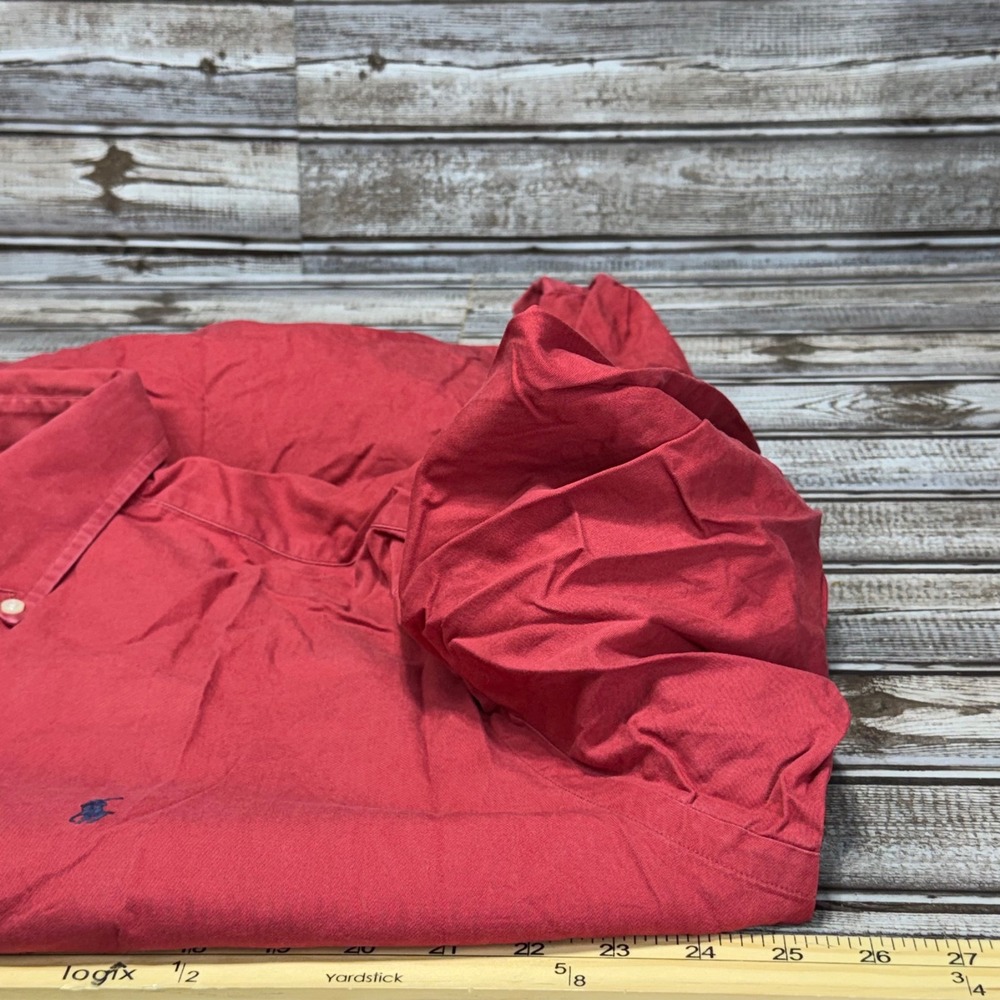 Ralph Lauren Button Down Shirt Mens Medium Red Blake Long Sleeve Cotton - Picture 5 of 6